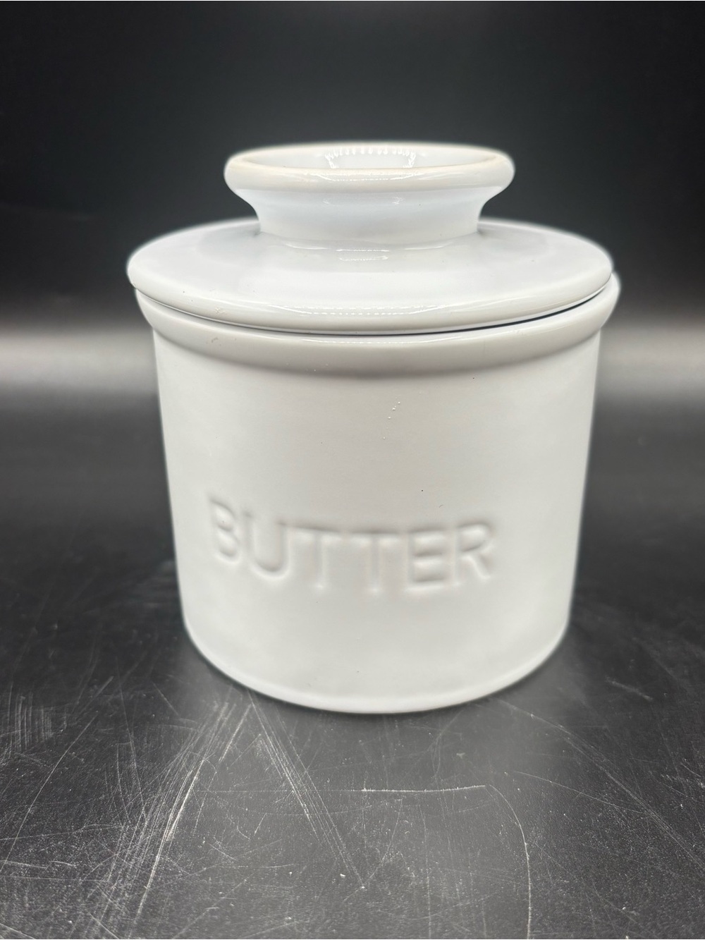 HIC Butter Bell Countertop Butter Keeper  Earthenware Ceramic Crock White